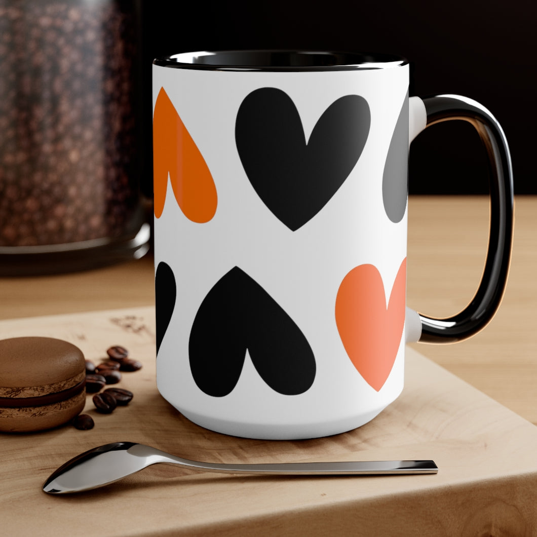 Pop Of Orange Hearts Mug