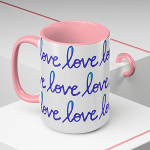 Blue Script Love Mug