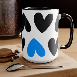 Pop Of Blue Hearts Mug