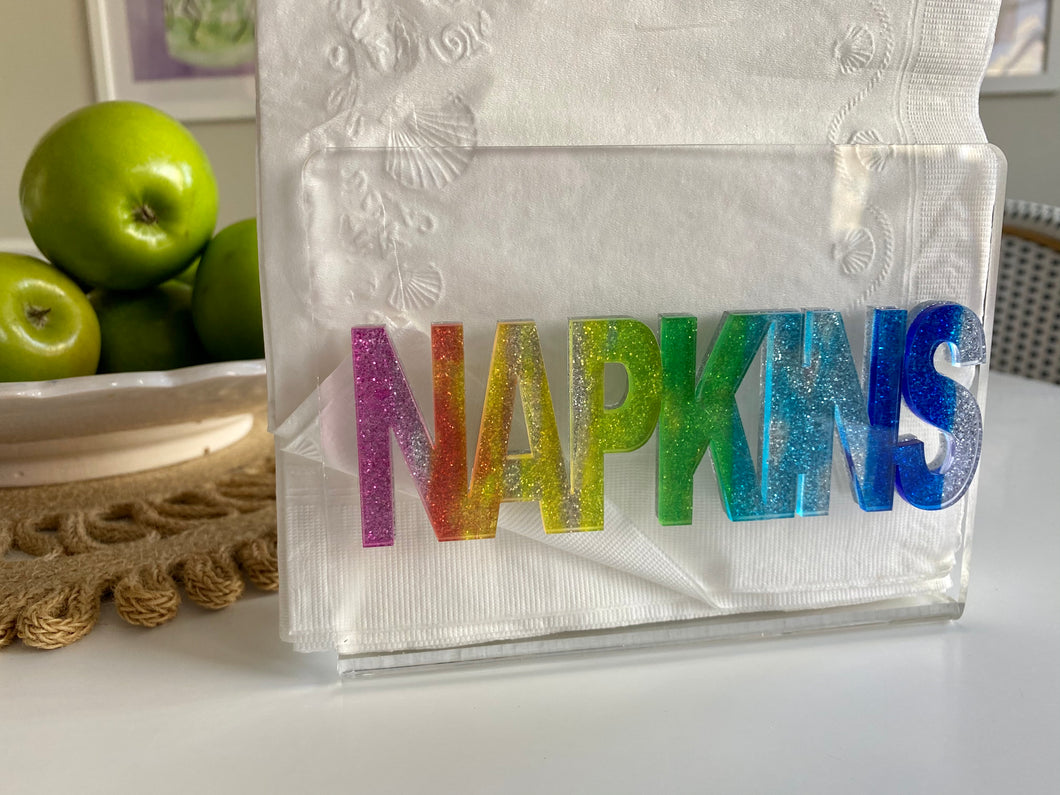 Glitter Rainbow Napkin Holder