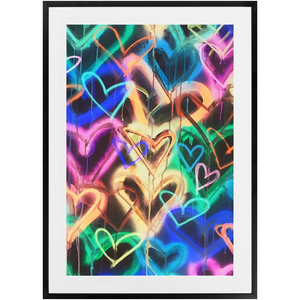 Neon Hearts Print