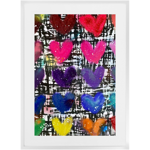 Splatter Hearts Framed Print